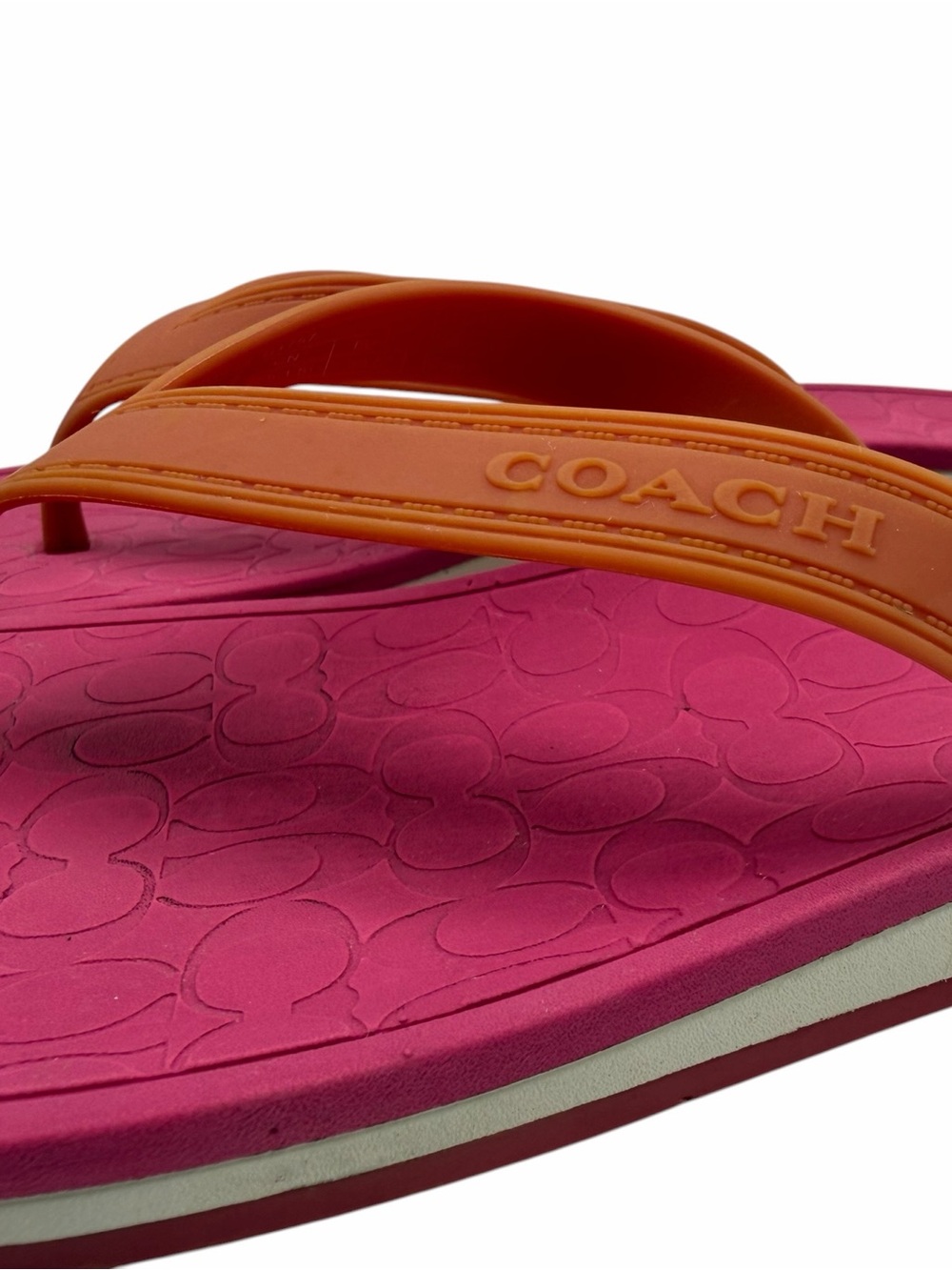 Coach Vintage Pink Rubber Flip Flops Signature Logo Thong Sandals Women’s Size 9 - Picture 3 of 8